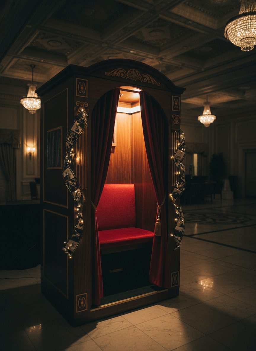 The Retro Booth vintage mobile photo booth set up at a Vancouver event